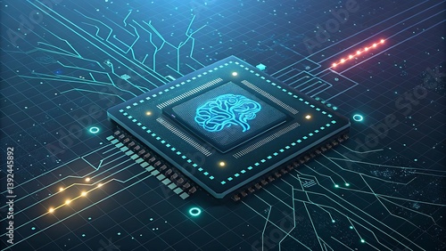 
AI-Integrated Microchip Glowing with Innovation and Future Technology