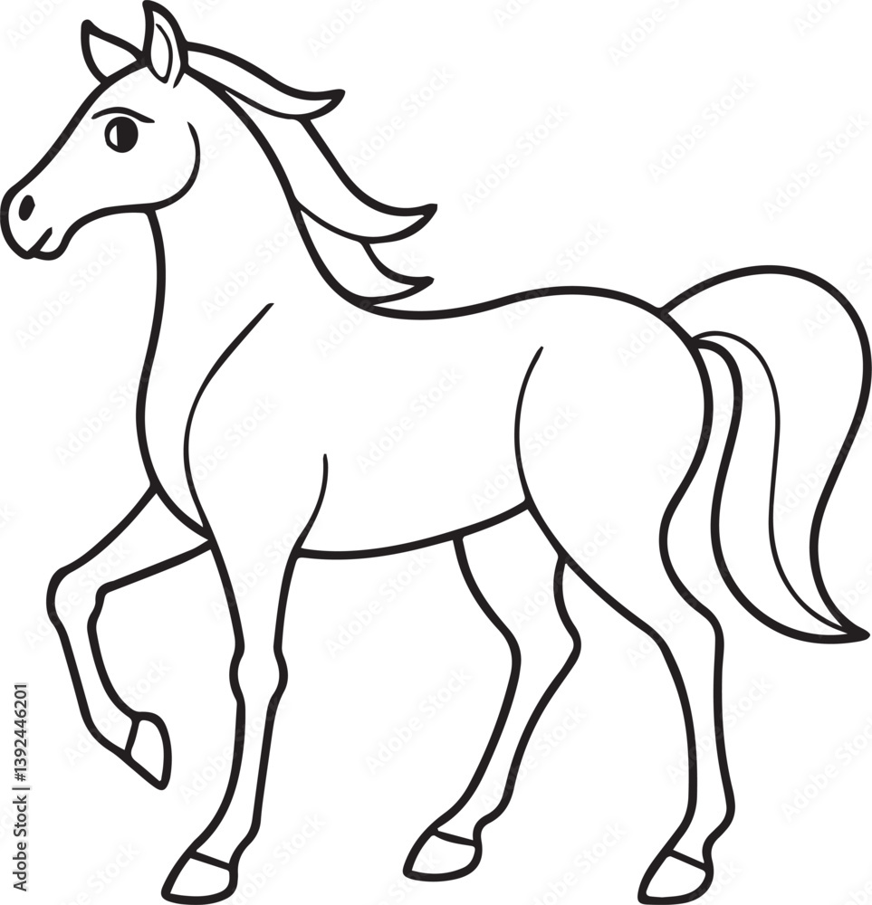 Obraz premium horse vector illustration coloring page
