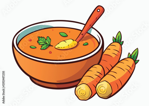 Nutritious carrot soup in a bowl.