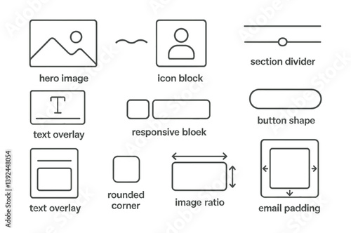 Web design elements icon set - linear style for ui/ux enhancements