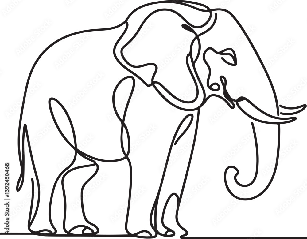 Obraz premium Modern Elephant Vector Line Art Drawing