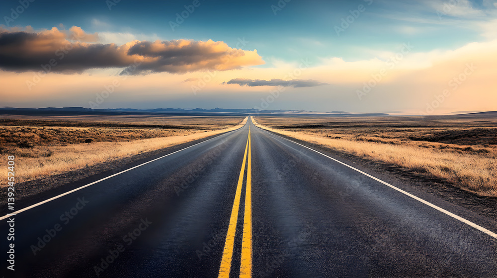 Naklejka premium stretch of a beach at sunset, with the sky painted in orange and pink hues and the ocean gently reflecting the colors