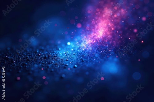 Iridescent blue flash illuminates dark canvas , night, neon