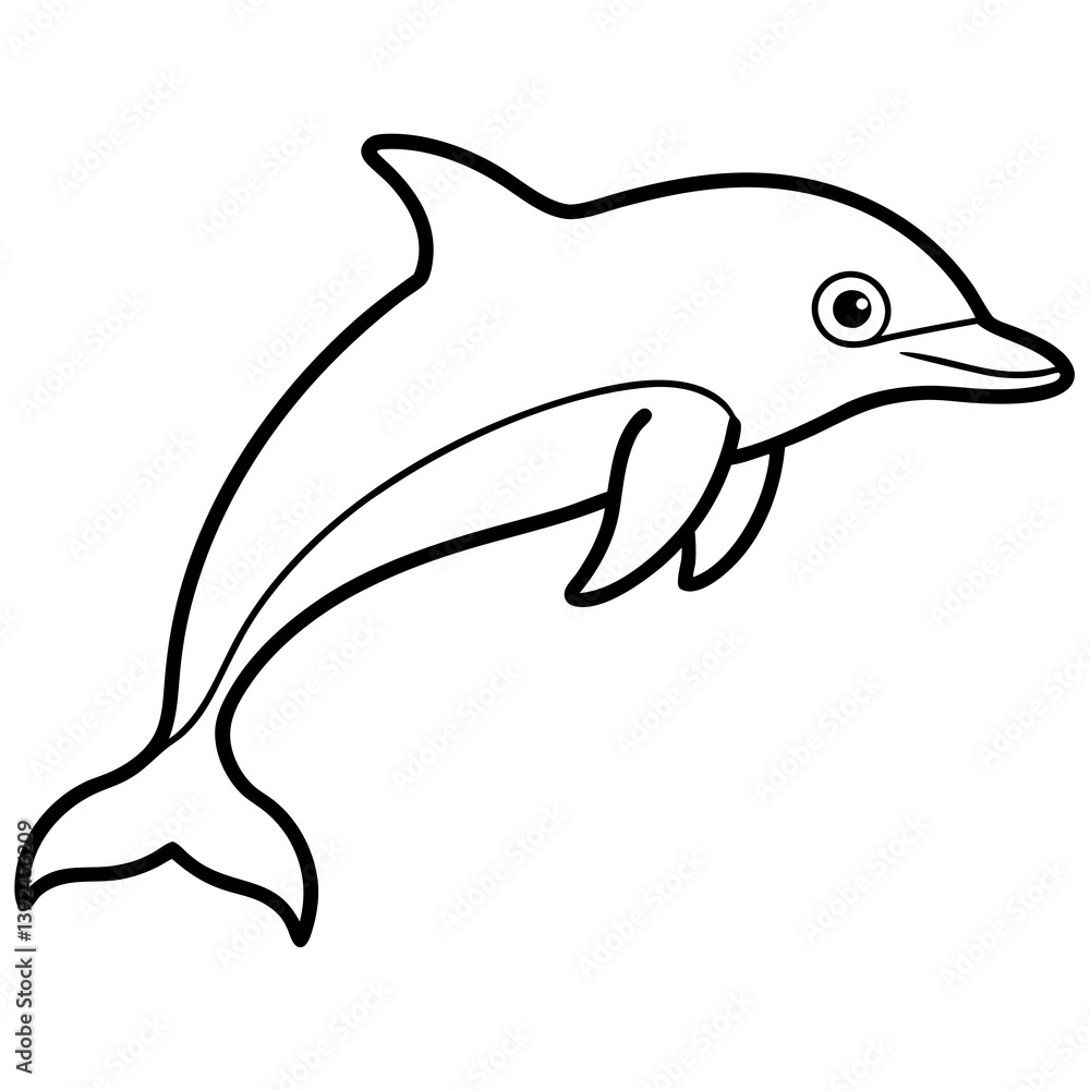 Fototapeta premium Single-Line Dolphin Illustration Vector