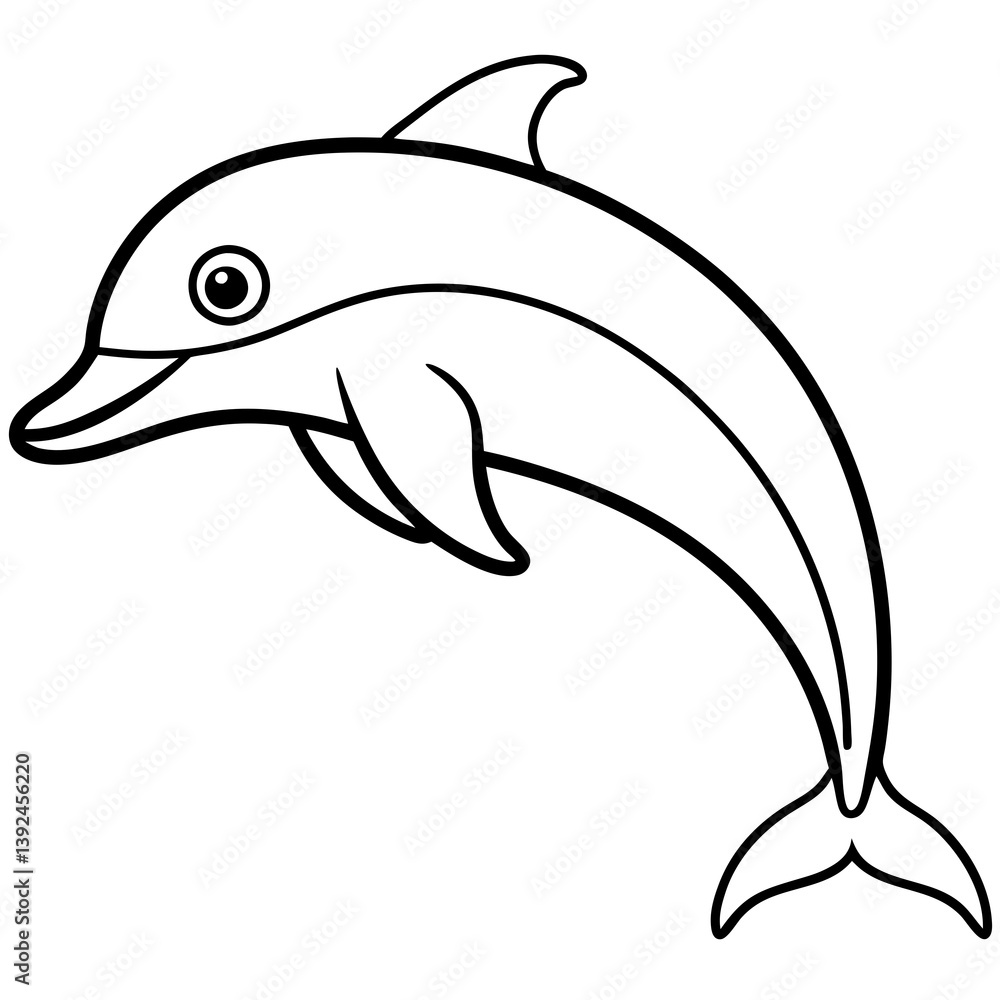 Obraz premium Single-Line Dolphin Illustration Vector