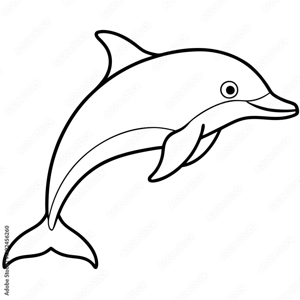 Obraz premium Single-Line Dolphin Illustration Vector