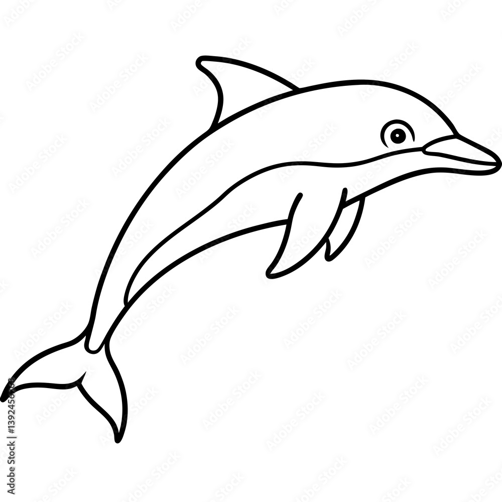 Fototapeta premium Single-Line Dolphin Illustration Vector