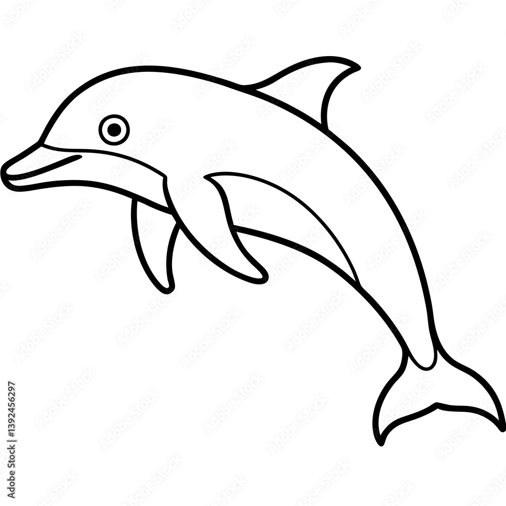 Fototapeta premium Single-Line Dolphin Illustration Vector