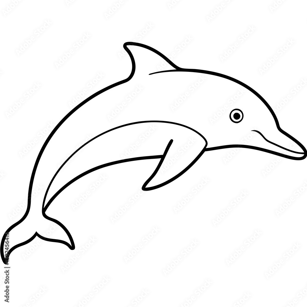 Naklejka premium Single-Line Dolphin Illustration Vector