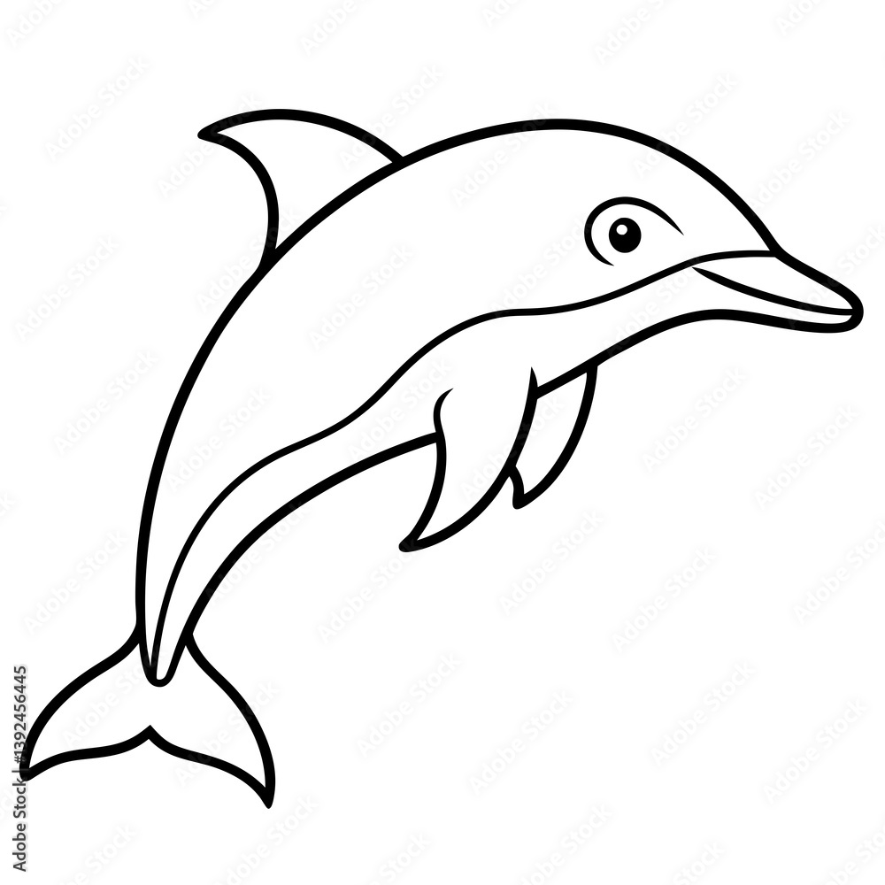 Obraz premium Single-Line Dolphin Illustration Vector