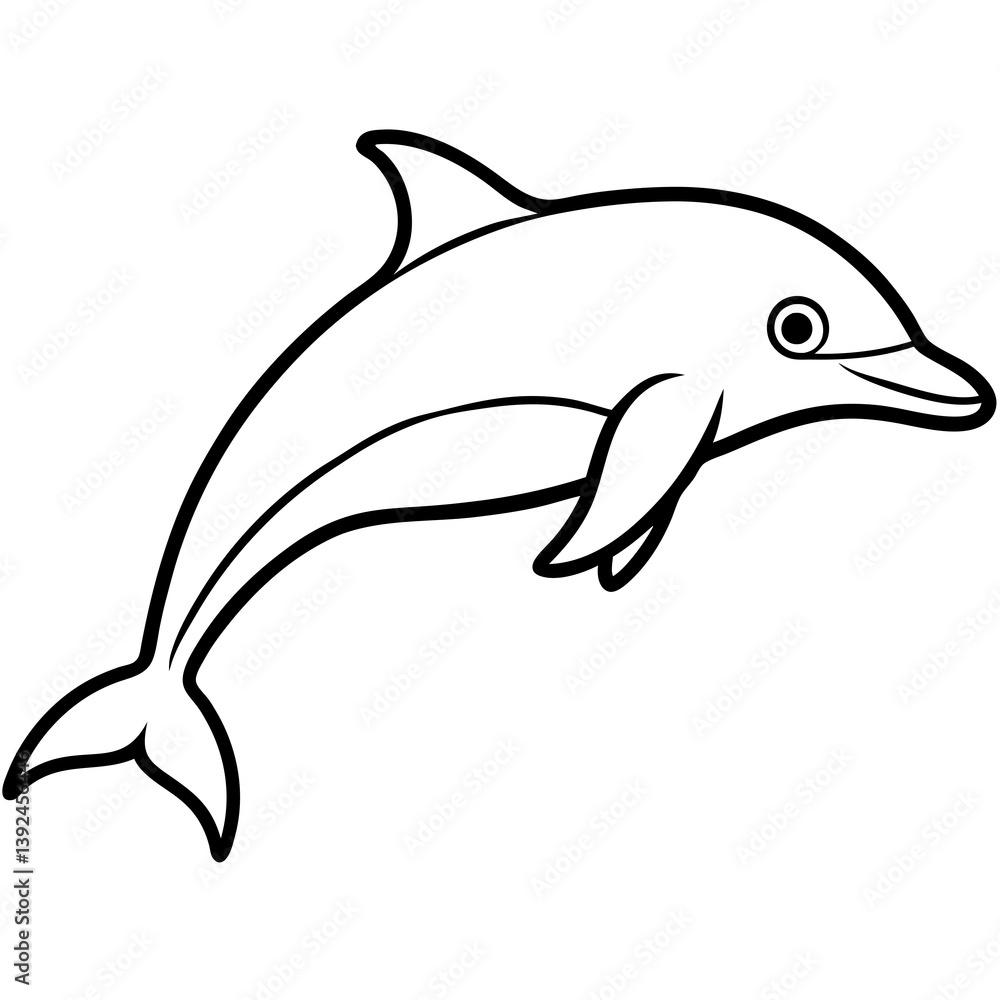 Fototapeta premium Single-Line Dolphin Illustration Vector