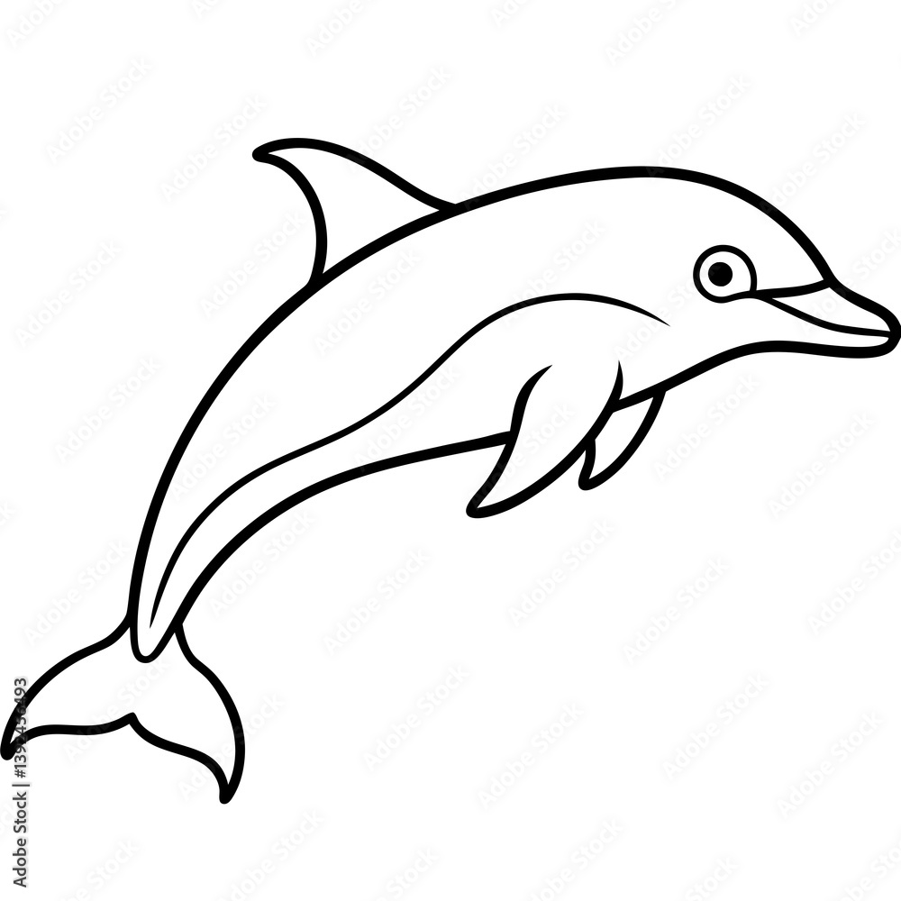 Obraz premium Single-Line Dolphin Illustration Vector