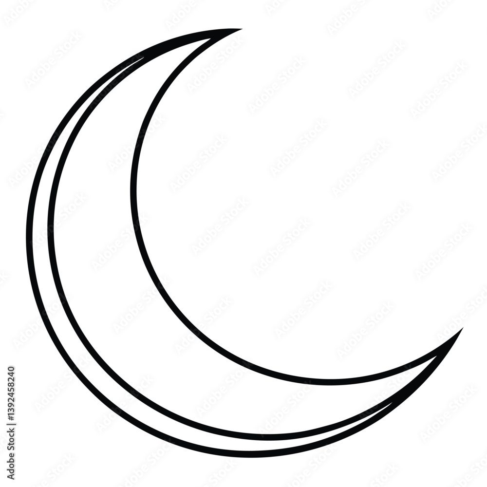 Crescent Moon Line Art Vector Illustration
Crescent Moon Line Art Vector Illustration