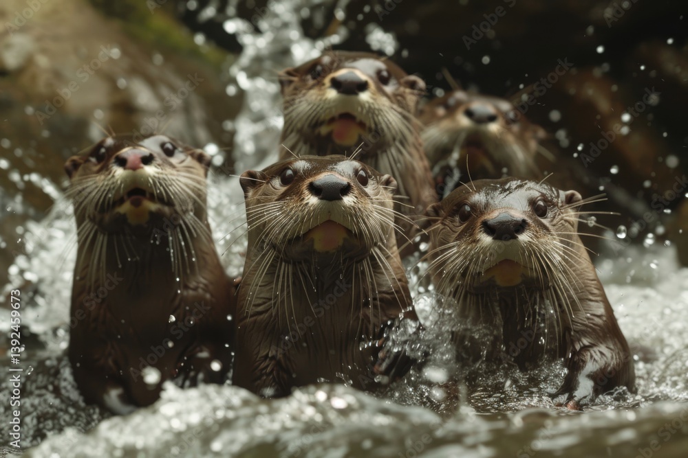 Otters Having Fun in the River Otters Having Fun in the River