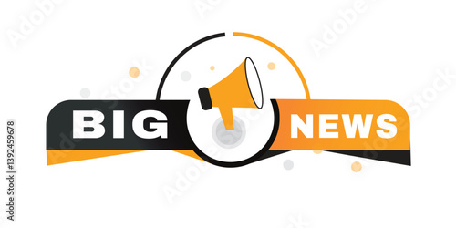 Big news, label poster icon megaphone. Modern banner for web and advertising. Vector isolated design.