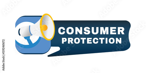 Consumer protection element for banner announce design, flat vector sign illustration isolated advertising symbol.