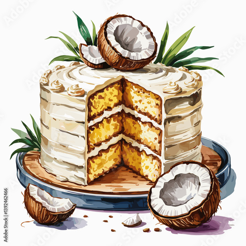 Southern Coconut Cake with Creamy Drizzle and Fresh Coconut