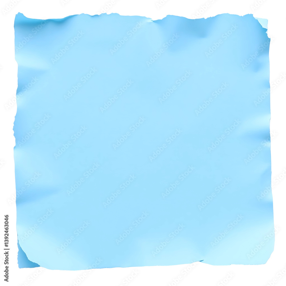 light blue sheet of paper with slightly torn edges, isolated on transparent background light blue sheet of paper with slightly torn edges, isolated on transparent background