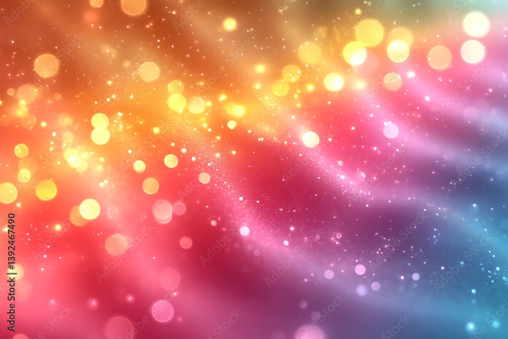 Obraz premium Magical Rainbow Bokeh Lights Festive Background.