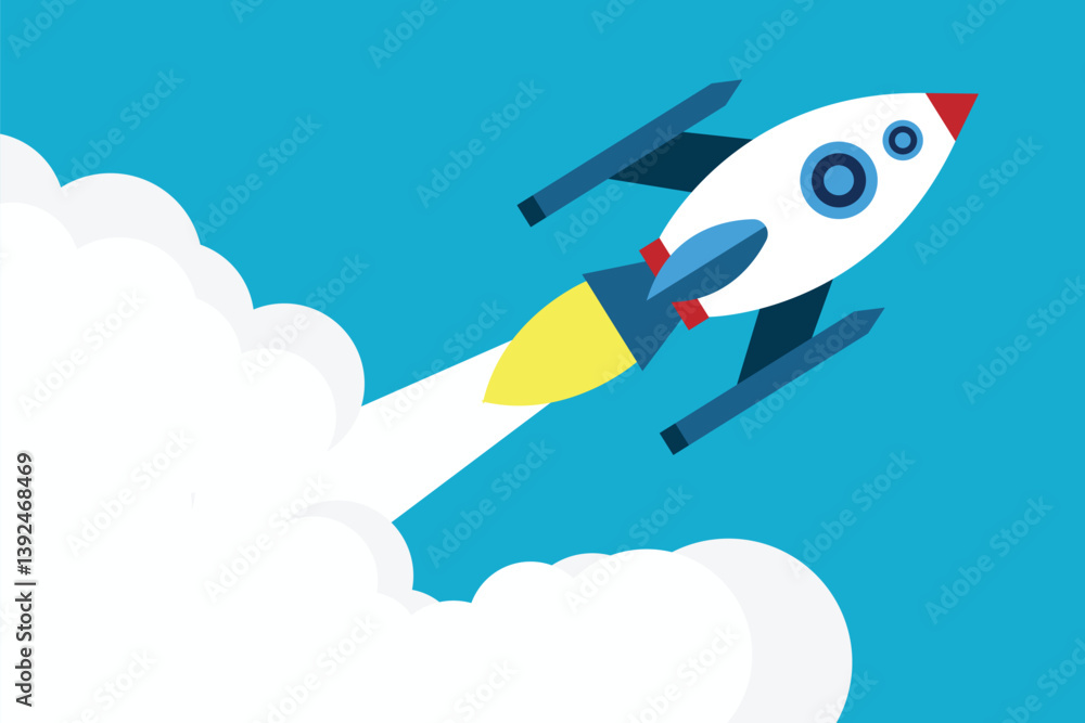 Business startup launch concept with rocket Business startup launch concept with rocket
