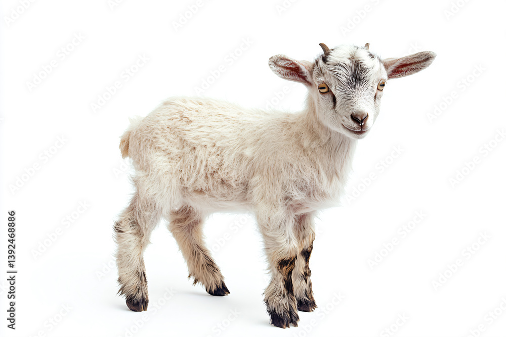 Fototapeta premium a goat standing on a white surface with a white background