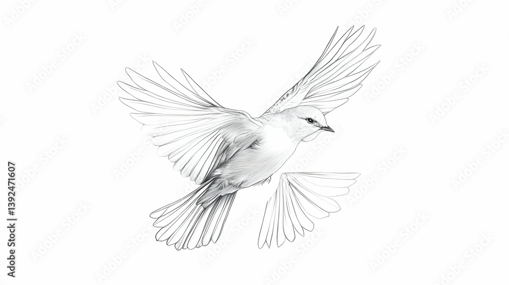 Obraz premium flying bird drawing illustration