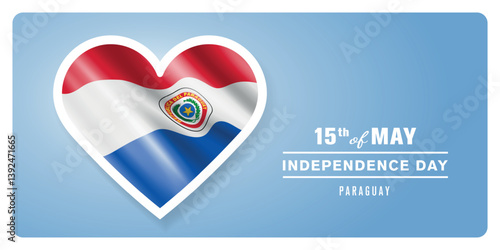 Paraguay happy independence day greeting card, banner vector illustration