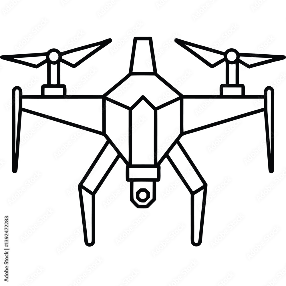 Drone Line Art Vector Illustration Drone Line Art Vector Illustration
