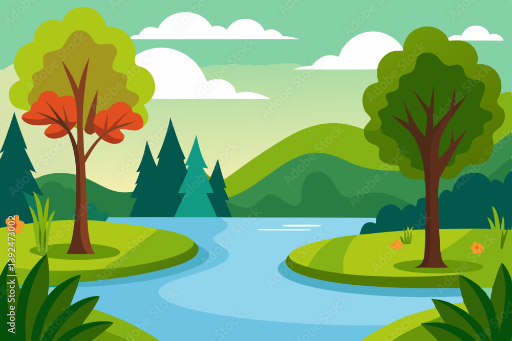 summer landscape with trees summer landscape with trees