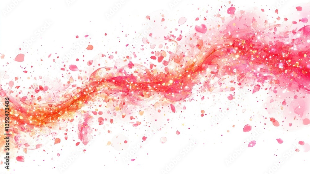 Abstract flowing pink and gold design with flower petals Abstract flowing pink and gold design with flower petals