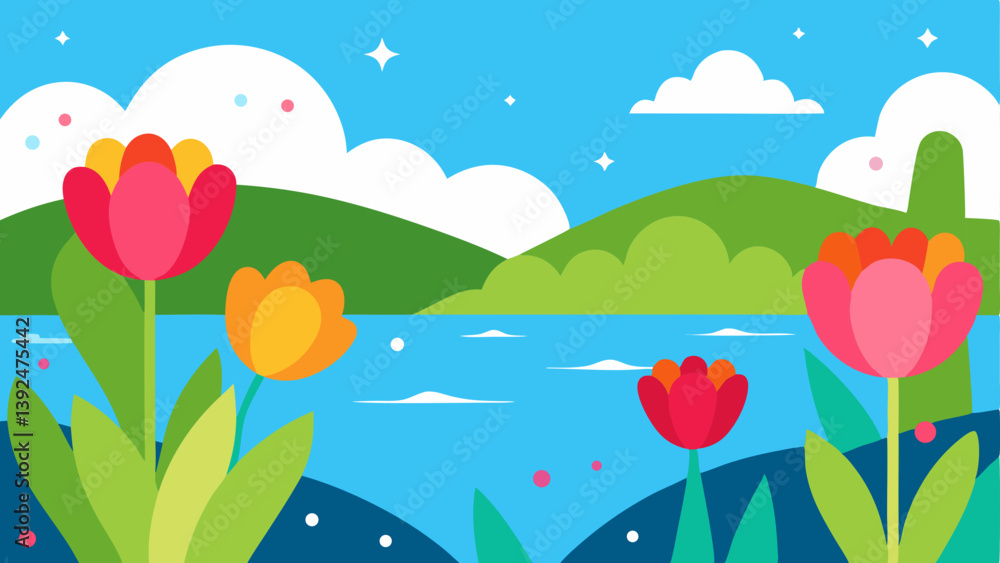 spring landscape with flowers spring landscape with flowers