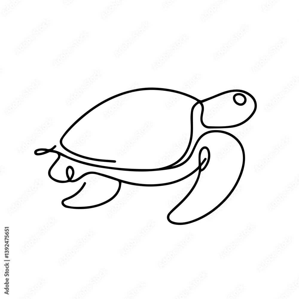 Minimalist turtle illustration in black on white background Minimalist turtle illustration in black on white background