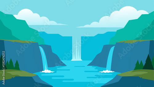 landscape with mountains and river