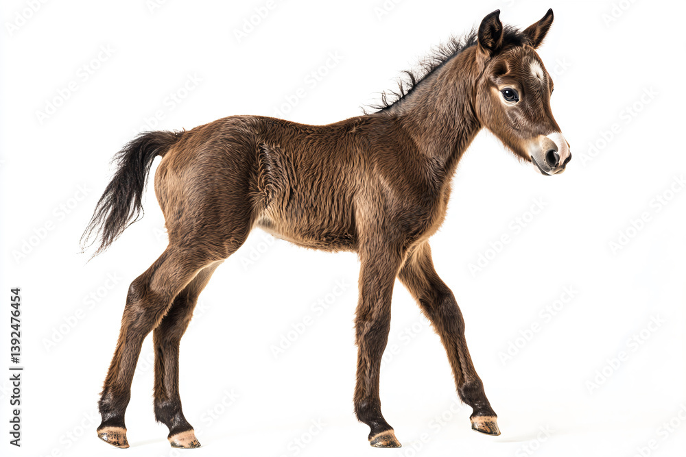 Fototapeta premium a young horse standing on a white surface