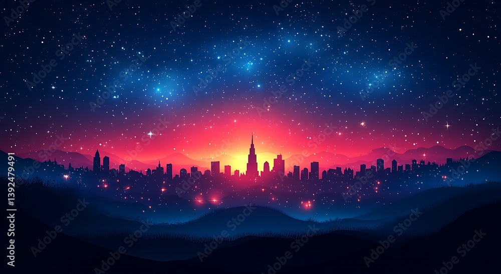 Fototapeta premium Starry Night Metropolis.