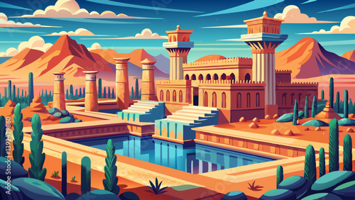 Persepolis is the capital of the ancient Achaemenid kingdom. sight of Iran. Ancient Persia. Bas-relief carved on the walls of old buildings. Composite 