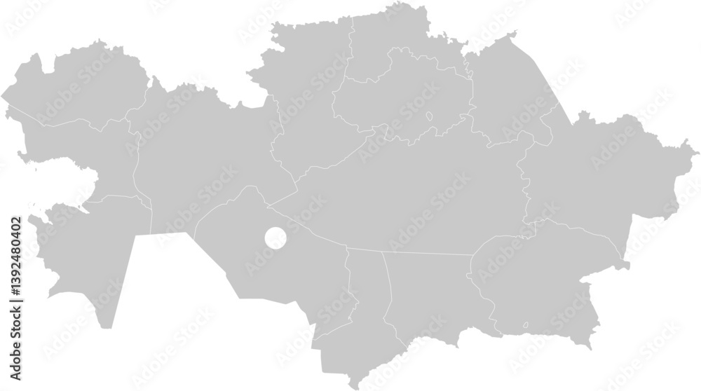Fototapeta premium Kazakhstan administrative vector map with level 1 region boundaries – PPT-compatible & fully editable by region