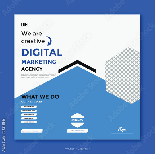 Digital marketing agency & corporate social media post or square web banner template .