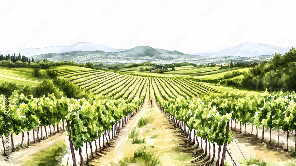 Fototapeta premium vineyards drawing illustration