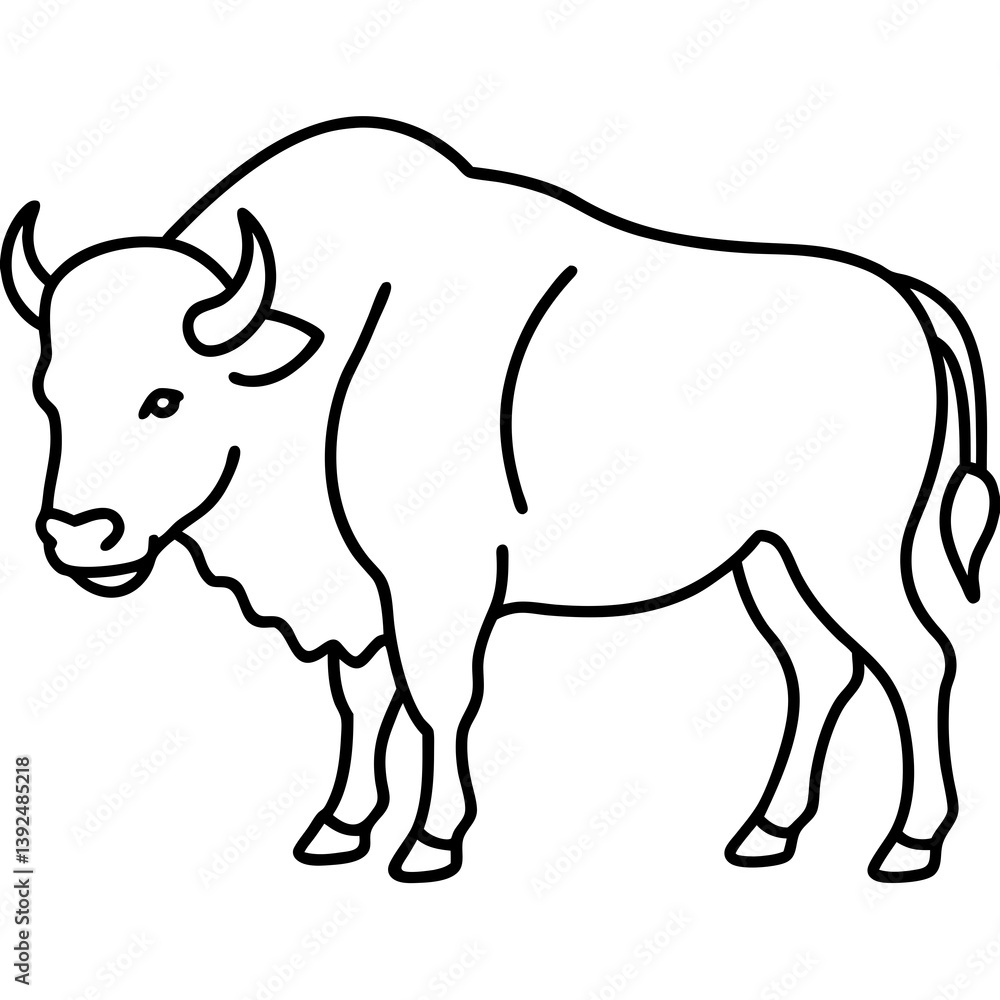 Fototapeta premium Bison Outline Illustration Vector Art