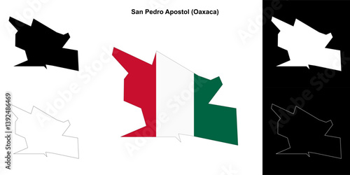 San Pedro Apostol municipality (Oaxaca) outline map set
