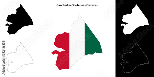 San Pedro Ocotepec municipality (Oaxaca) outline map set