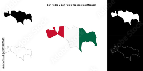 San Pedro y San Pablo Teposcolula municipality (Oaxaca) outline map set