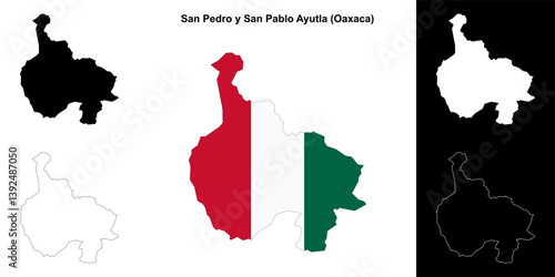 San Pedro y San Pablo Ayutla municipality (Oaxaca) outline map set