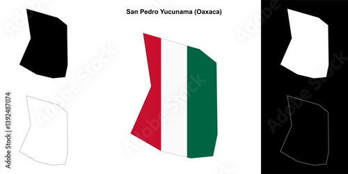San Pedro Yucunama municipality (Oaxaca) outline map set