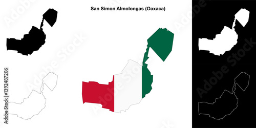 San Simon Almolongas municipality (Oaxaca) outline map set
