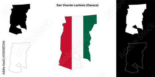 San Vicente Lachixio municipality (Oaxaca) outline map set