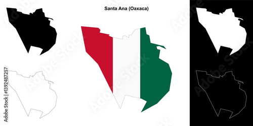Santa Ana municipality (Oaxaca) outline map set