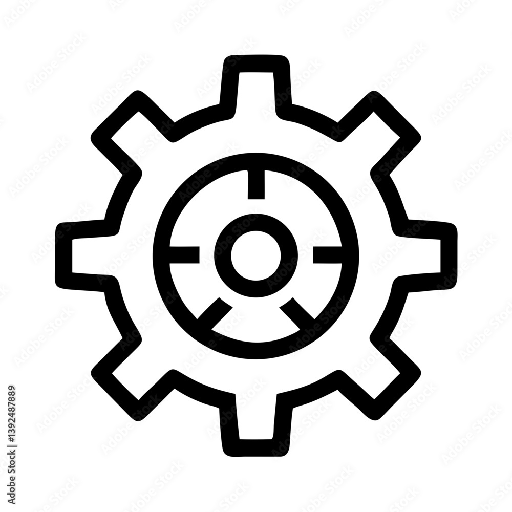 Gear with Spokes Representing Settings or Configuration Icon Design Gear with Spokes Representing Settings or Configuration Icon Design