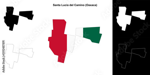Santa Lucia del Camino municipality (Oaxaca) outline map set